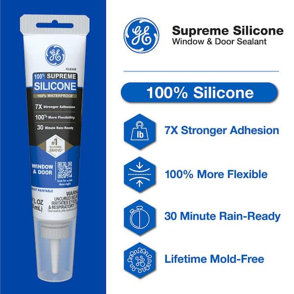 Supreme Silicone Caulk 2.8 oz. Window and Door Sealant Clear (12-pack)