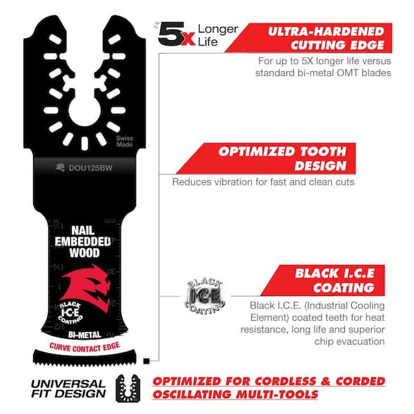 DIABLO Universal Fit Wood and Metal Bi-Metal & Carbide Oscillating Blade Set (5-Piece)