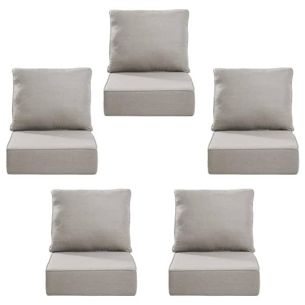 24 in. x 24 in. x 6 in. 10-Piece Olefin Deep Thick Seating Outdoor Lounge Chair Sofa Replacement Cushion Set in Beige