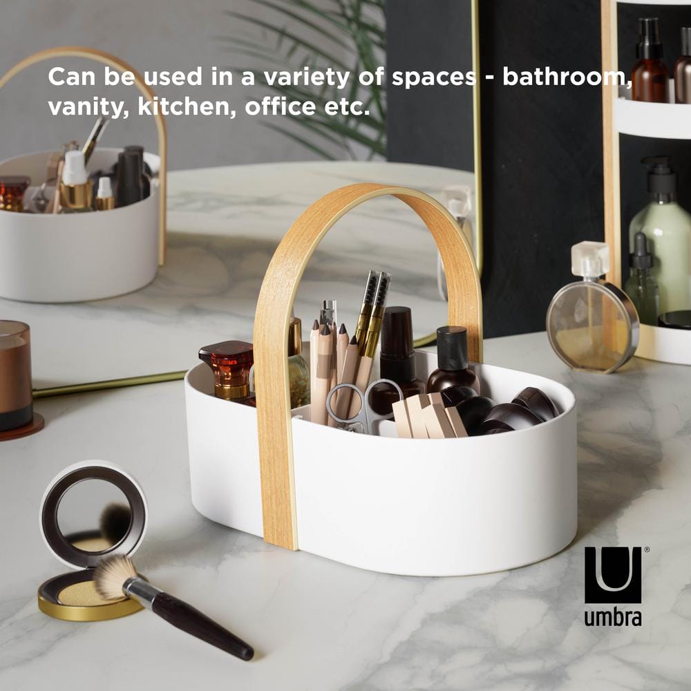 White and Natural Multipurpose Caddy Organizer with Handle