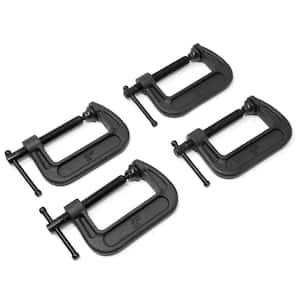 Heavy-Duty Cast Iron C-Clamps with 2 in. Jaw Opening and 1.2 in. Throat Set (4-Pack)