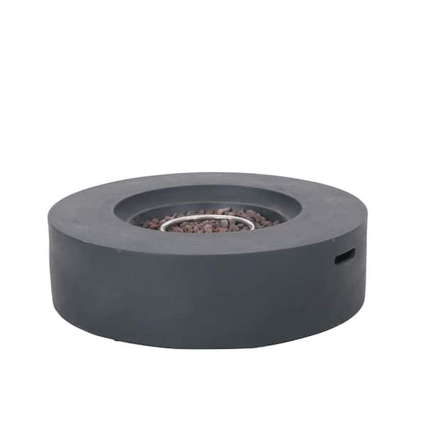 Dark Gray Outdoor 50000 BTU Round Concrete Propane Fire Pit