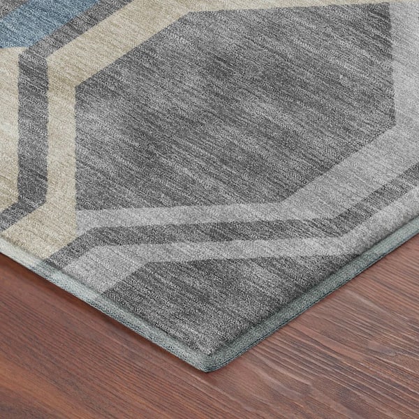 Mayfield Premium Machine Washable Abstract AMF2326 Gray 5 ft. x 7 ft. 6 in. Area Rug
