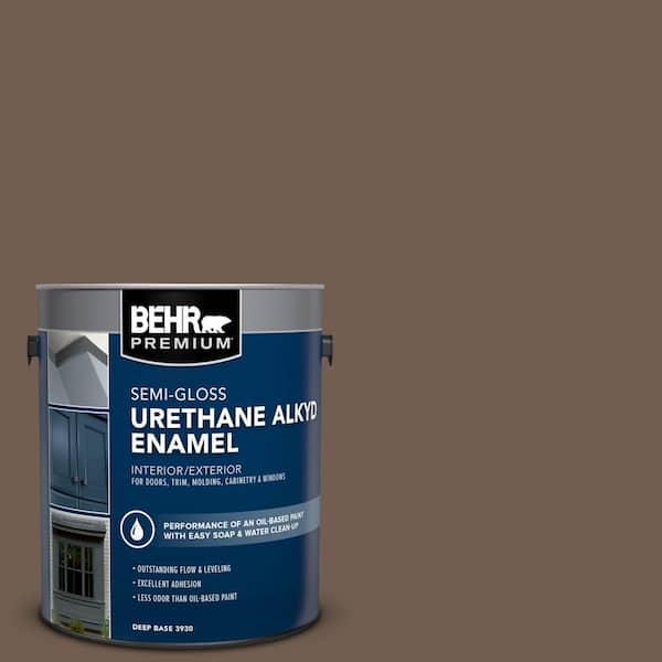 BEHR PREMIUM 1 gal. #PFC-35 Rich Brown Urethane Alkyd Semi-Gloss Enamel Interior/Exterior Paint