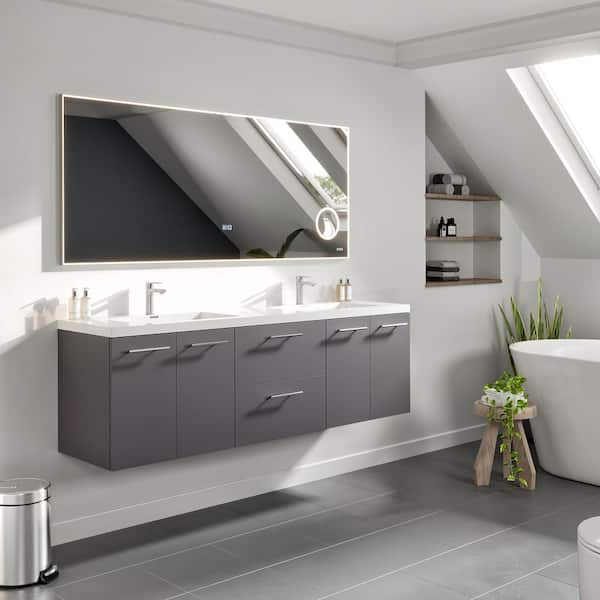 Eviva Aberdeen 30 Grey Framed Bathroom Wall Mirror