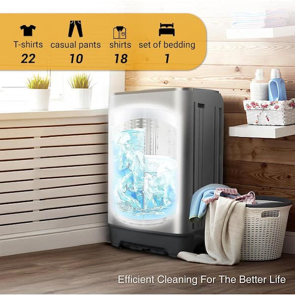 1.38 cu.ft. 17.7 lbs. Full-Automatic Smart Home Top Load Washer, Washing Machine w/ Drain Pump, 10 Wash Program in Gray