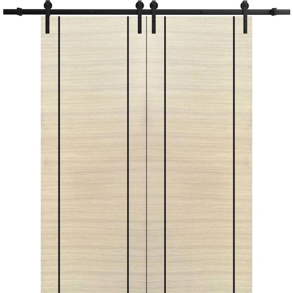 Sartodoors 28 in. x 96 in. 2 Panel Natural Veneer Solid Wood with Honeycomb Sliding Barn Door with Hardware Kit
