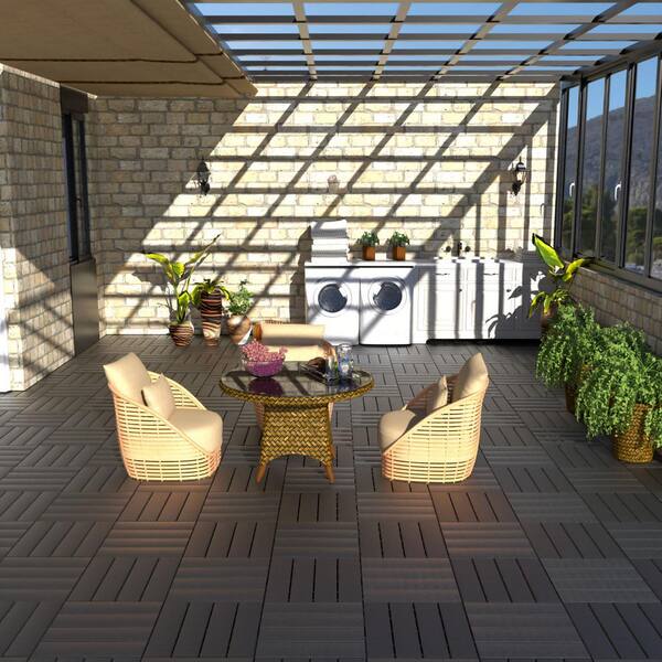 1 ft. x 1 ft. Quick Deck Composite Plastic Interlocking Deck Tile in Gray (44 sq. ft. per Box)