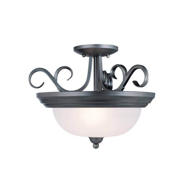 Westinghouse 2-Light Iron Granite Interior Ceiling Semi-Flush Mount Light with Frosted Glass