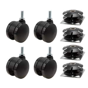 2 in. Black Furniture Swivel Caster with 440 lbs. Load Rating for 2 in. Square, 16 up to 18 gauge tubing (4-Pack)