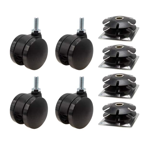Outwater 2 in. Black Furniture Swivel Caster with 440 lbs. Load Rating for 2 in. Square, 16 up to 18 gauge tubing (4-Pack)