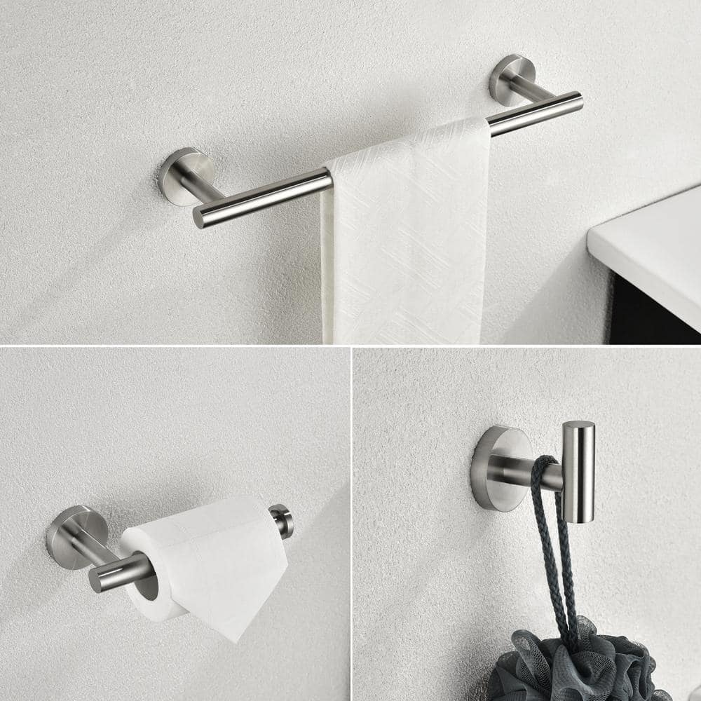 1pc Stainless Steel Toilet Paper Holder, Self Adhesive Bathroom Towel Bar,  Wall Mounted Towel Hanger, Bathroom Accessories