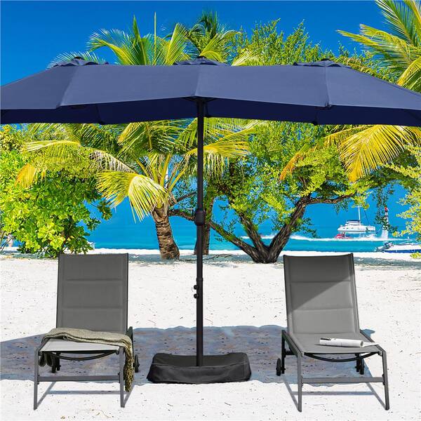 Yaheetech 15 ft. Twin Patio Parasol Triple-size Outdoor Umbrella 