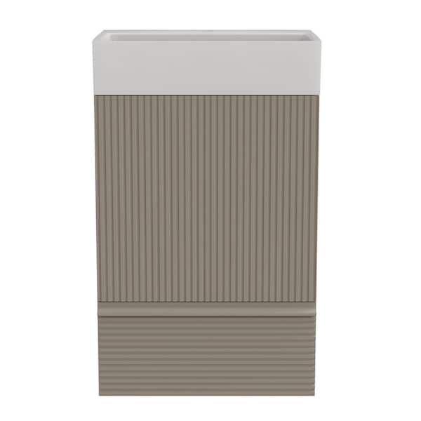 20 in. W x 14 in. D x 33 in. H Single Sink Freestanding Bath Vanity in Grey with White Ceramic Top