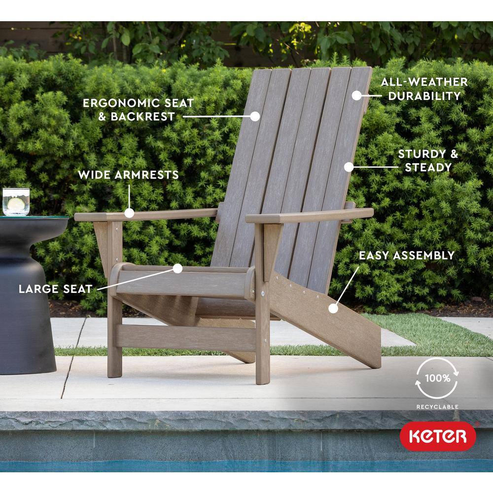 Weatherwood Plastic Adirondack Armchair for Outdoor Use