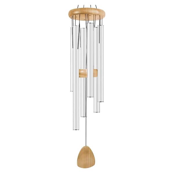 ITOPFOX 37 in. Large Aluminium Wind Chimes to Create a Zen Atmosphere Suitable for Outdoor, Garden, Patio Decoration, White