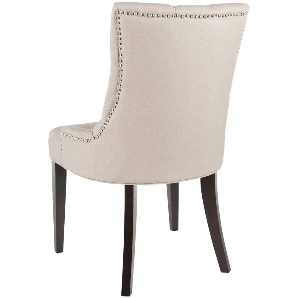Elegant Taupe Linen and Birch Wood Parsons Side Chair Set