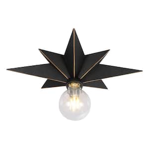 16.1 in. Industrial Black Metal Star Ceiling Lights Flush Mount Ceiling Light with No Bulbs Included
