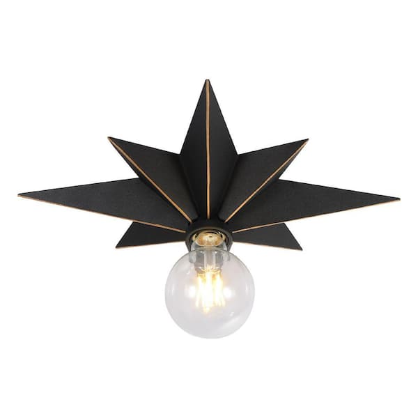 Amucolo 16.1 in. Industrial Black Metal Star Ceiling Lights Flush Mount Ceiling Light with No Bulbs Included