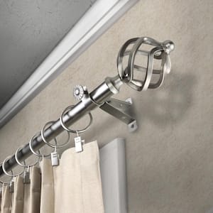 66 in. - 120 in. Single Curtain Rod in Satin Nickel with Finial