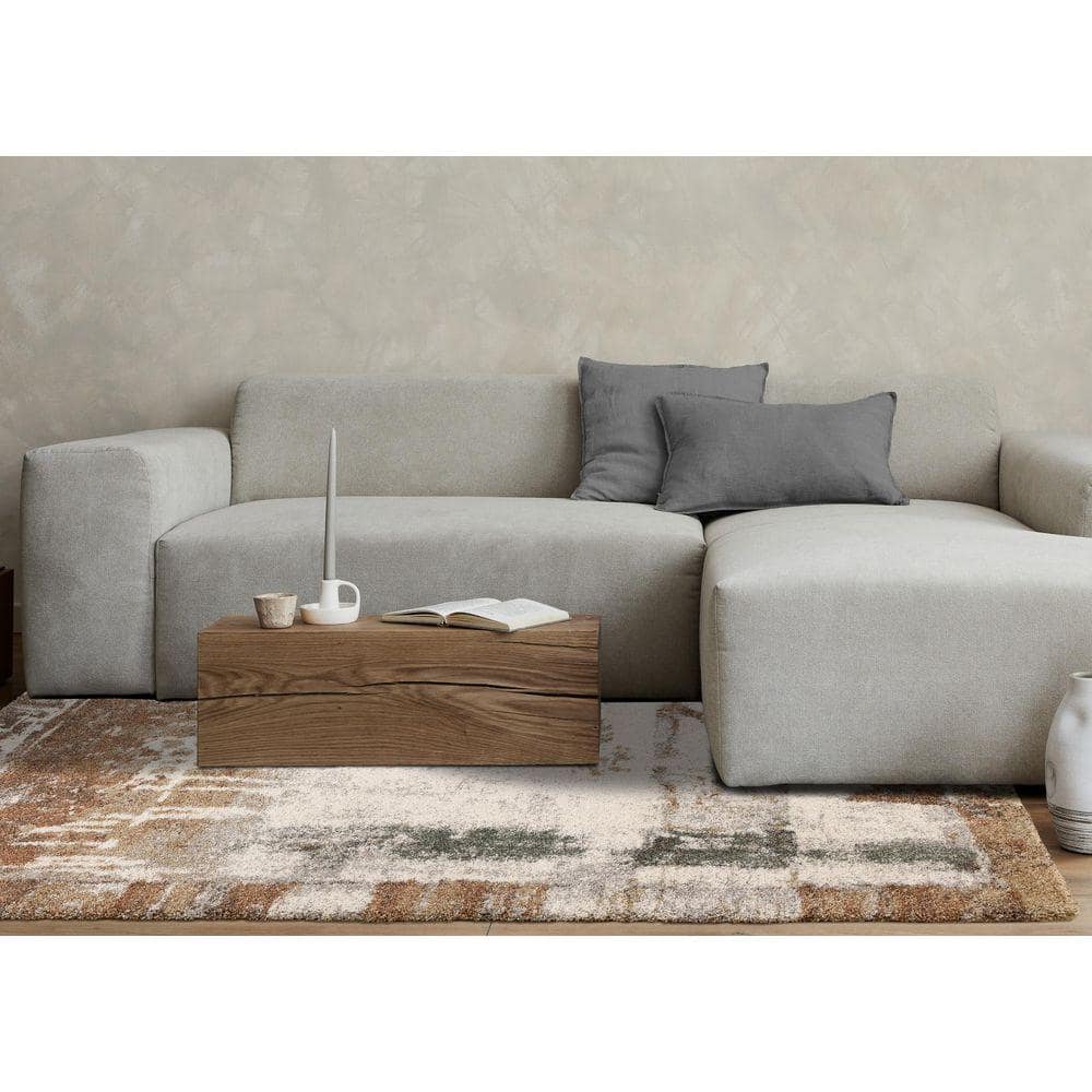 Botaniq Collections 5 ft. x 8 ft. White Distressed, Organic Indoor Area Rug