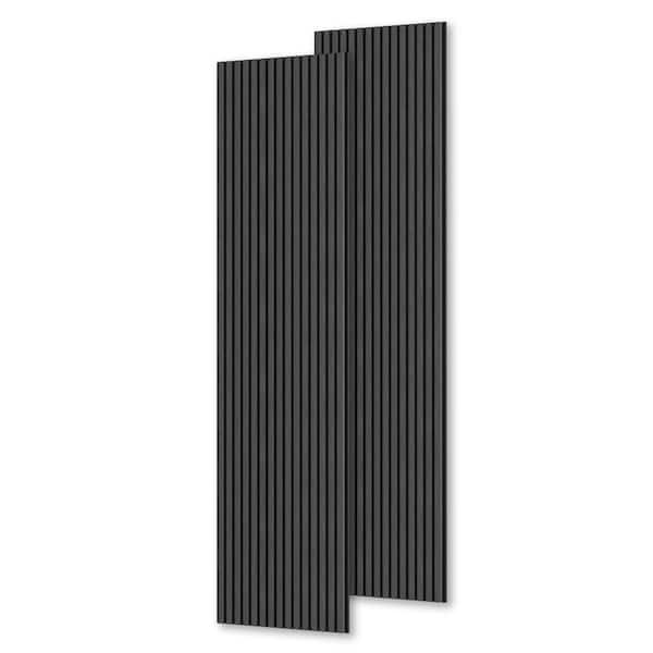 0. 9in. x 1. 71ft. x 8. 86ft. Gray Acoustic/SoundAbsorb 3D Overlapping Wood Slat Decorative Wall Paneling 2-Pack