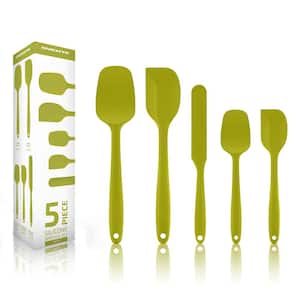 Green Non-Stick Silicone Spatula Set with Heat Resistant and Stainless Steel Core (Set of 5)