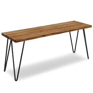 Colton Solid Mango Wood 42 in. Wide Industrial Contemporary Bench in NaturalDining Bench