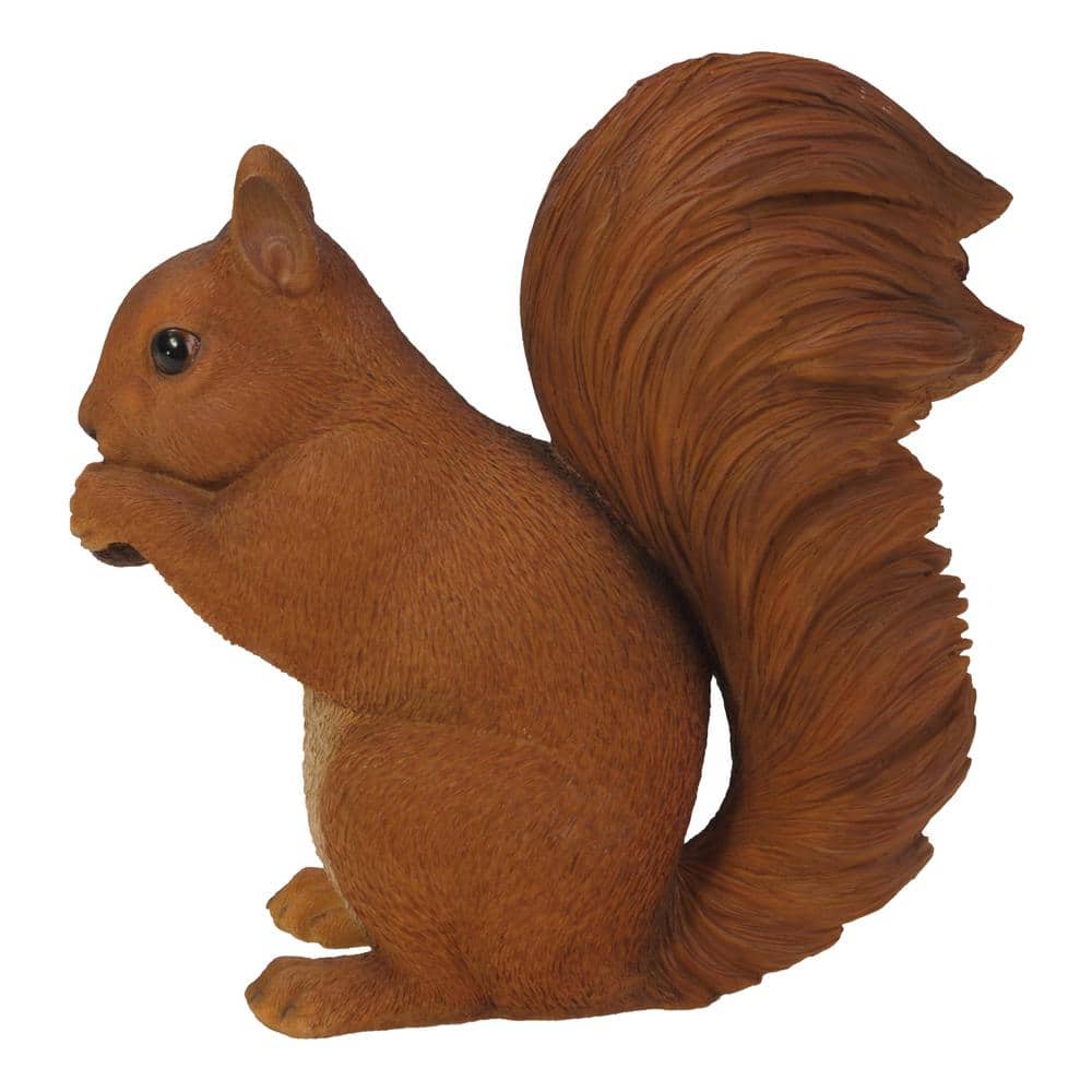 Life-Like Brown Polyresin Squirrel Eating Garden Statue
