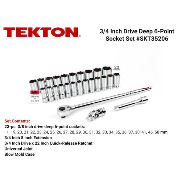 3/4 in. Drive Deep 6-Point Socket and Ratchet Set 19 mm to 50 mm (27-Piece)