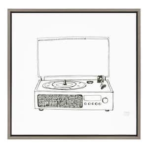 Sylvie "Victrola Record Player" by Statement Goods Framed Canvas Culture Wall Art 24 in. x 24 in.