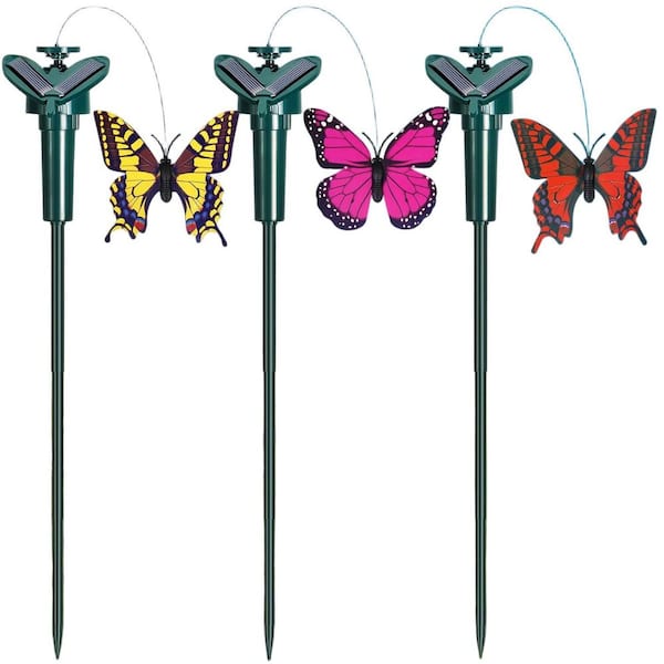 3-Pack Solar Garden Butterfly Stakes-Fluttering Waterproof Decor for Pathway/Centerpieces