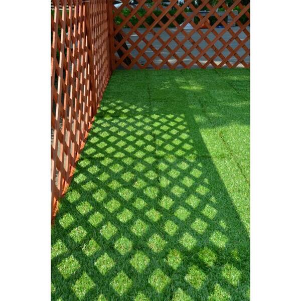 Courtyard Casual 1 ft. x 1 ft. Vinyl Grass Deck Tile in Green (9-Piece)
