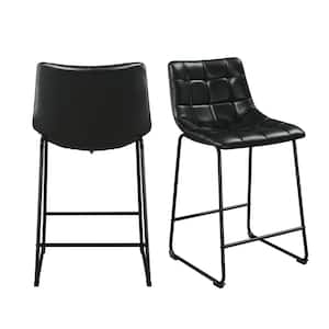 Richmond 25 in. Black High Back Metal Counter Stool (Set of 2)
