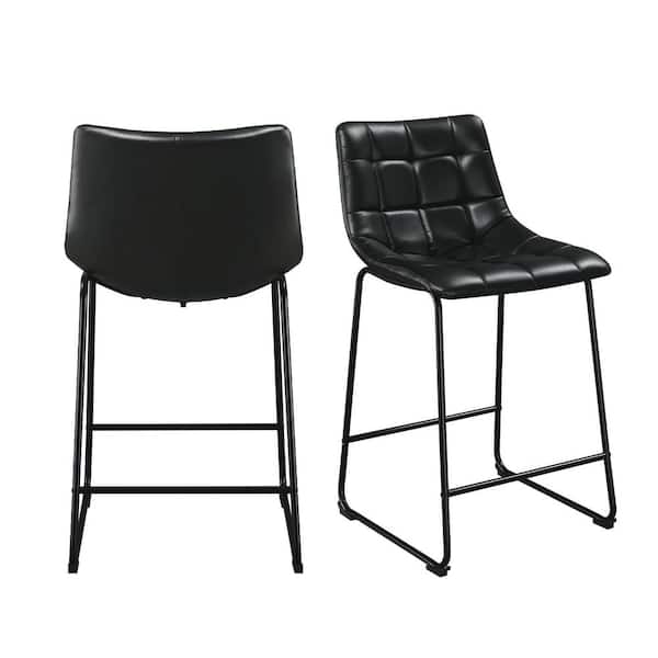 Picket House Furnishings Richmond 25 in. Black High Back Metal Counter Stool (Set of 2)