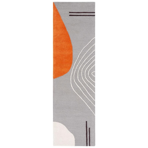 Rodeo Drive 2 ft. x 12 ft. Gray/Rust Geometric Runner Rug