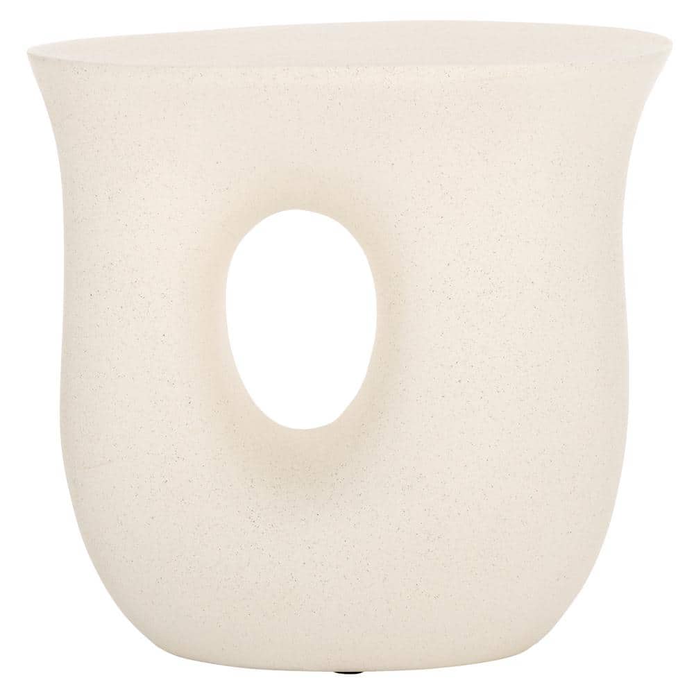 Irelyn 17.32 in. White Round Concrete End Table