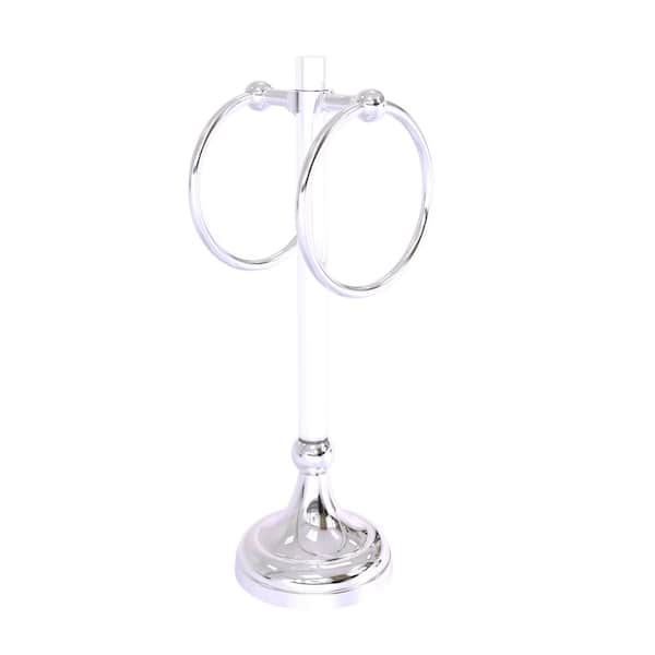 Allied Brass Pacific Grove Collection Freestanding 2-Ring Vanity Top Guest Towel Ring in Polished Chrome