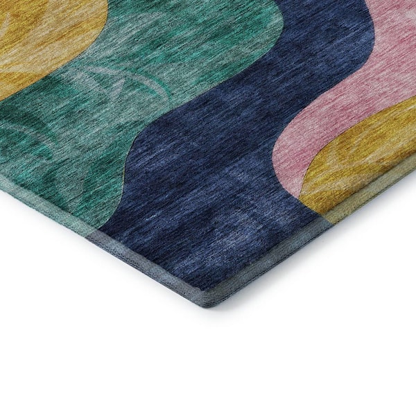 Mayfield Premium Machine Washable Abstract AMF1120 Green 8 ft. x 10 ft. Area Rug
