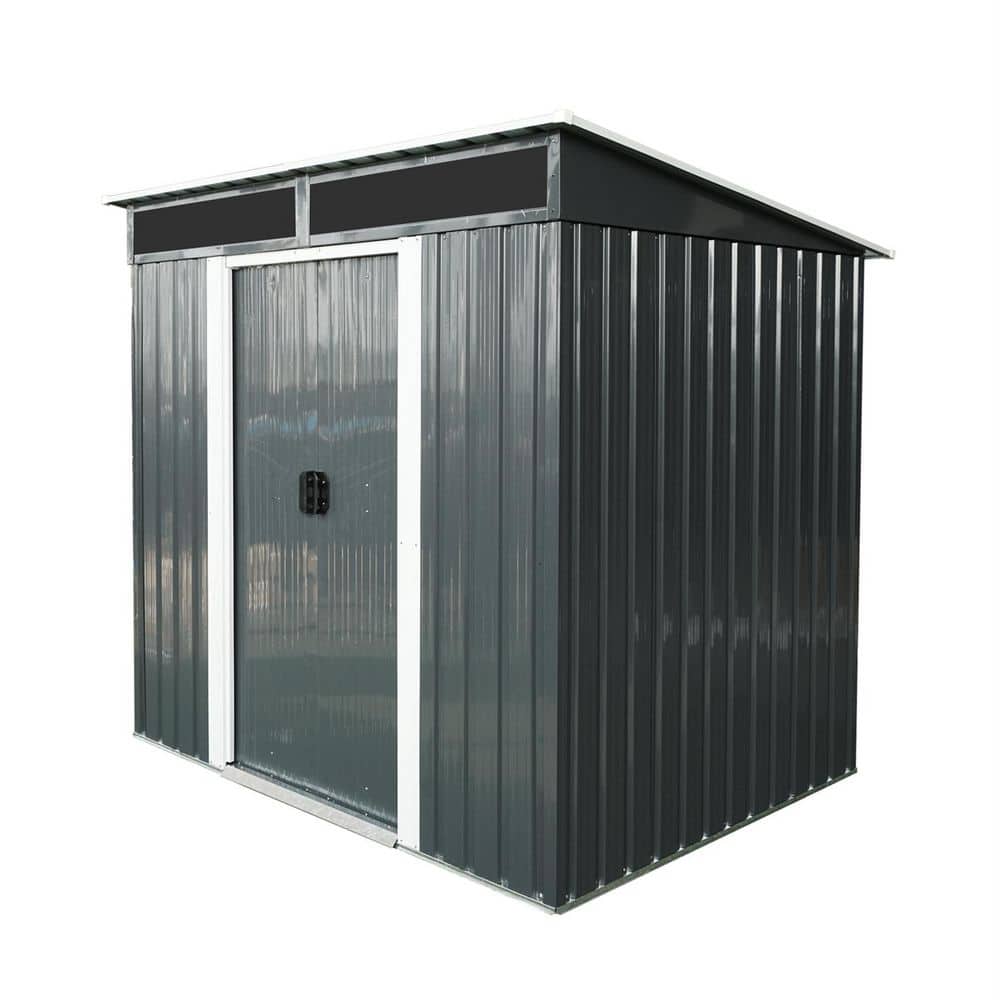 Metal Storage Shed, 77 in. W x 60 in. D x 71 in. H Black Galvanized ...