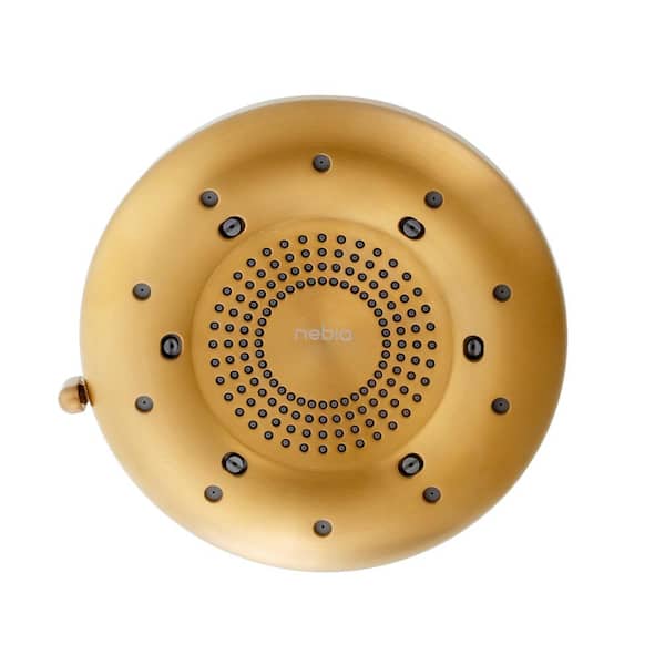Brondell Nebia Corre 4-Spray Patterns with 1.5 GPM 6.5 in. Wall Mount Soft Fixed Shower Head in Brushed Gold