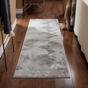 Luxe Maya Soft Arches Tile Grey 2 Ft. x 7 Ft. Runner Rug