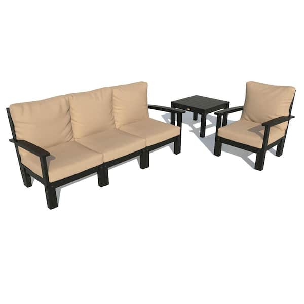 Highwood Bespoke Deep Seating 1-Piece Plastic Outdoor Couch Chair and Side Table with Cushions