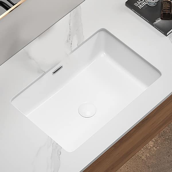 22.05 in. x 14.96 in. Undermount Bathroom Sink in Milk White Ceramic