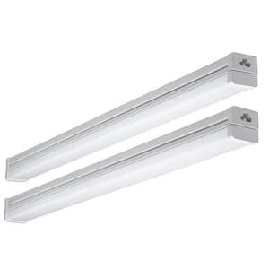 2 ft. 100-Watt Equivalent Integrated LED High Output White Strip Light Fixture 1800 Lumens 4000K Bright White (2-Pack)