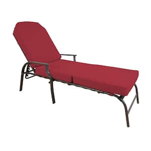 Maya Dark Brown 1-Piece Metal Outdoor Chaise Lounge with Terracotta Color Cushion