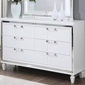 Genoa White 6-Drawer 62 in. W Dresser