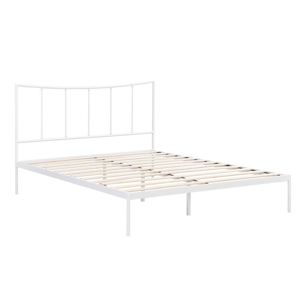 Brookside Gemma White Metal Frame Queen Platform Bed with Scooped
