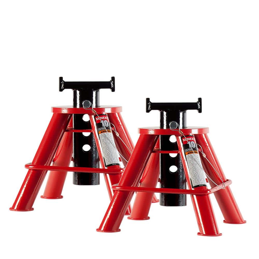 SUNEX TOOLS 10-Ton Low Height Pin Type Jack Stands (Pair), Red -  1210