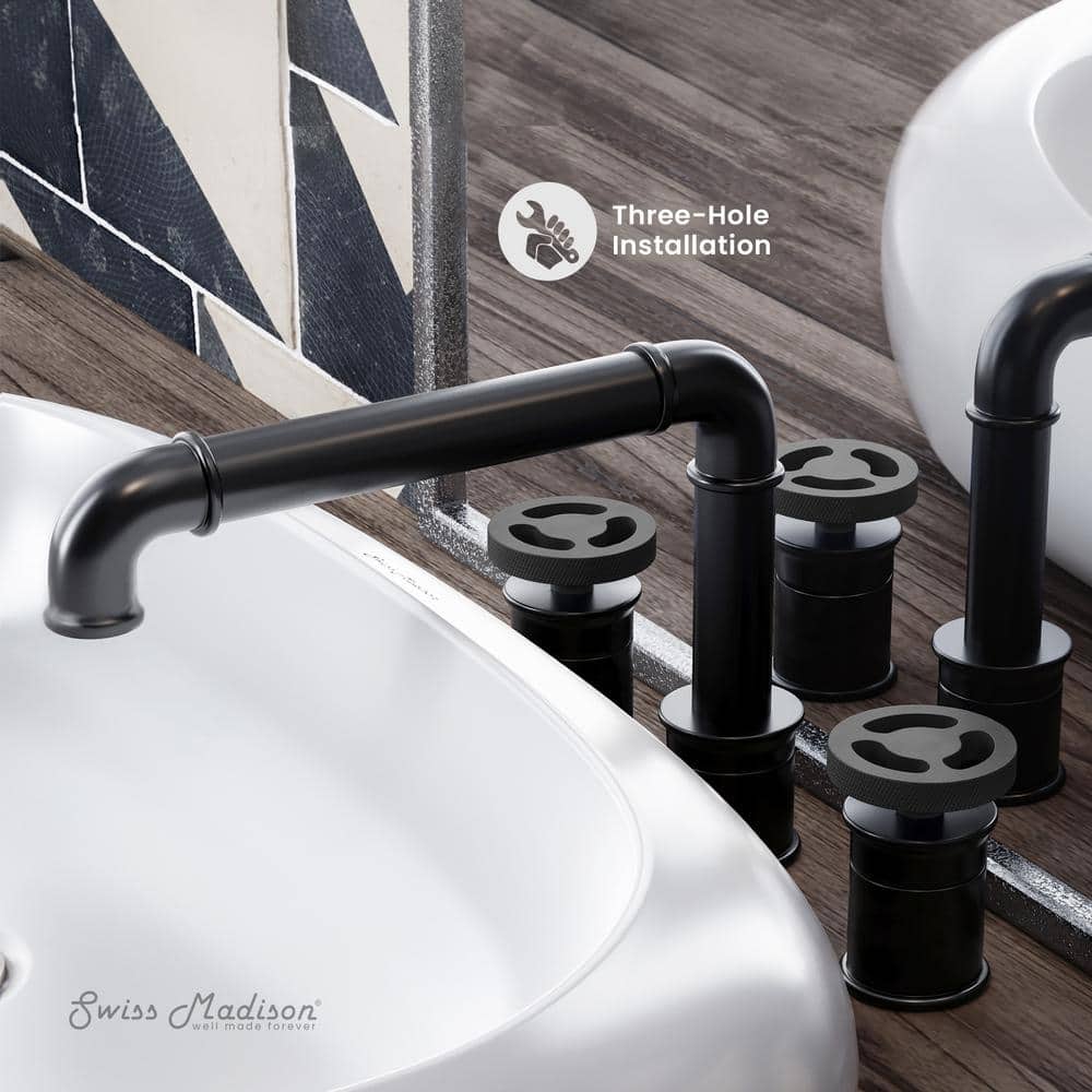 Avallon Matte Black Double-Handle Widespread Bathroom Faucet